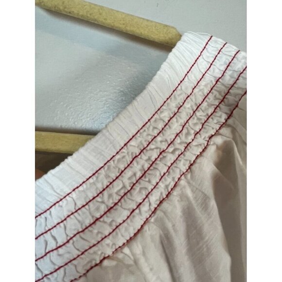 Lane Bryant Top Women 22 Red Off Shoulder Floral Smock Boho Western Hippie 80s - Picture 6 of 15